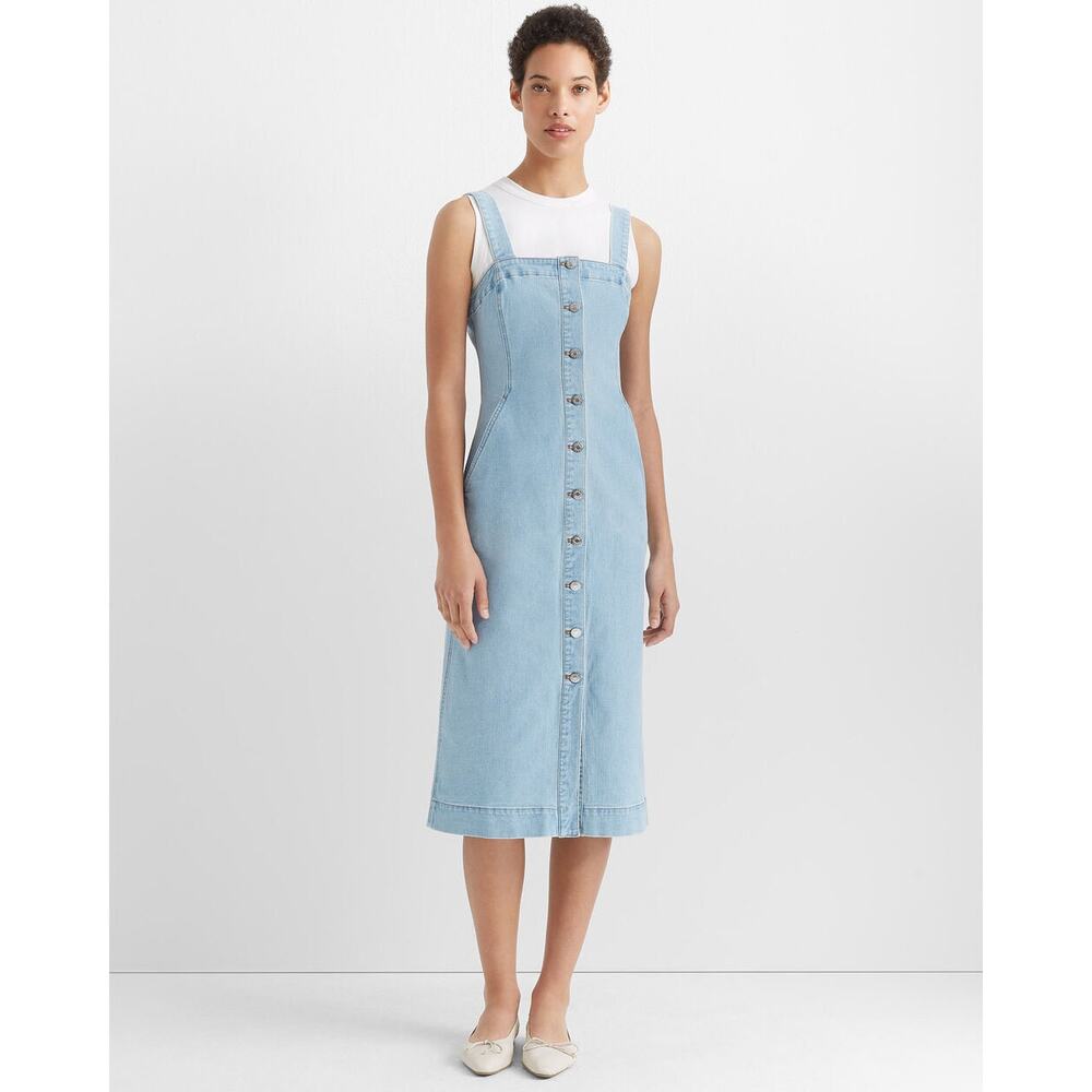 Club Monaco Denim Button Front Midi Dress Indigo Blue Size 10 NWT $249 Retail - Picture 2 of 11